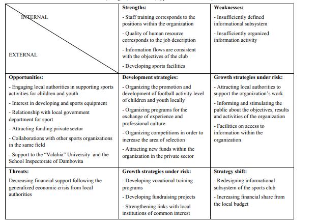 MFSA matrix (strengths, weaknesses, opportunities and threats) 